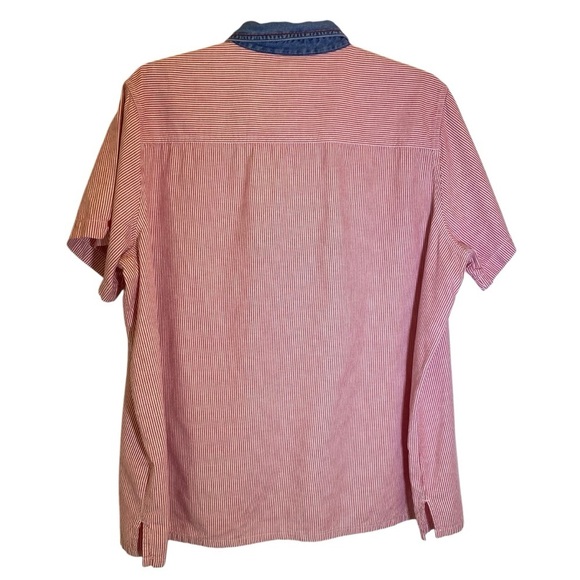 Bobbie Brooks Woman Plus size 26-28W Nautical red white stripe Embroidered Shirt - Picture 3 of 6